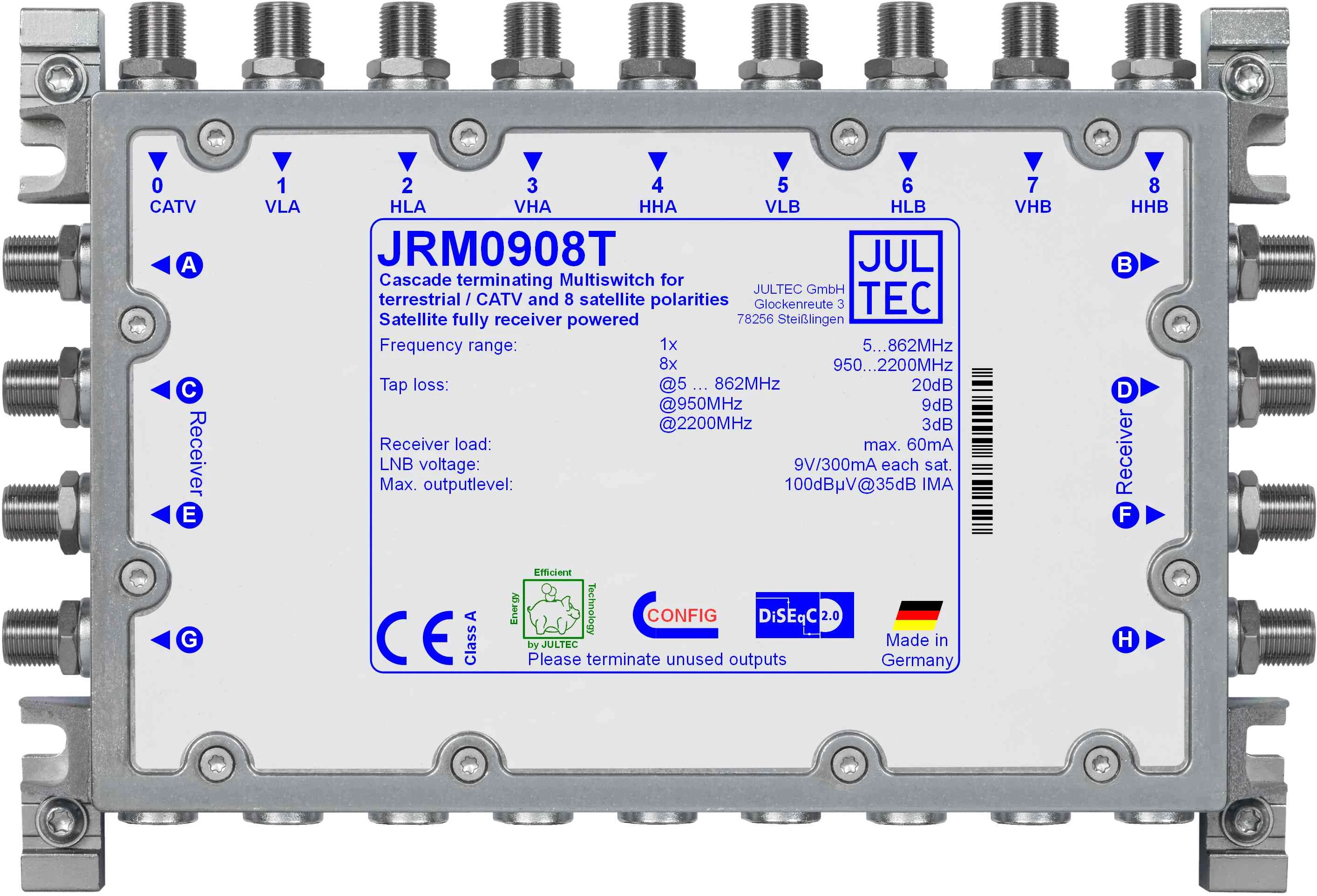 JULTEC JRM0908T 9/8 Multiswitch Satelītu Sadales