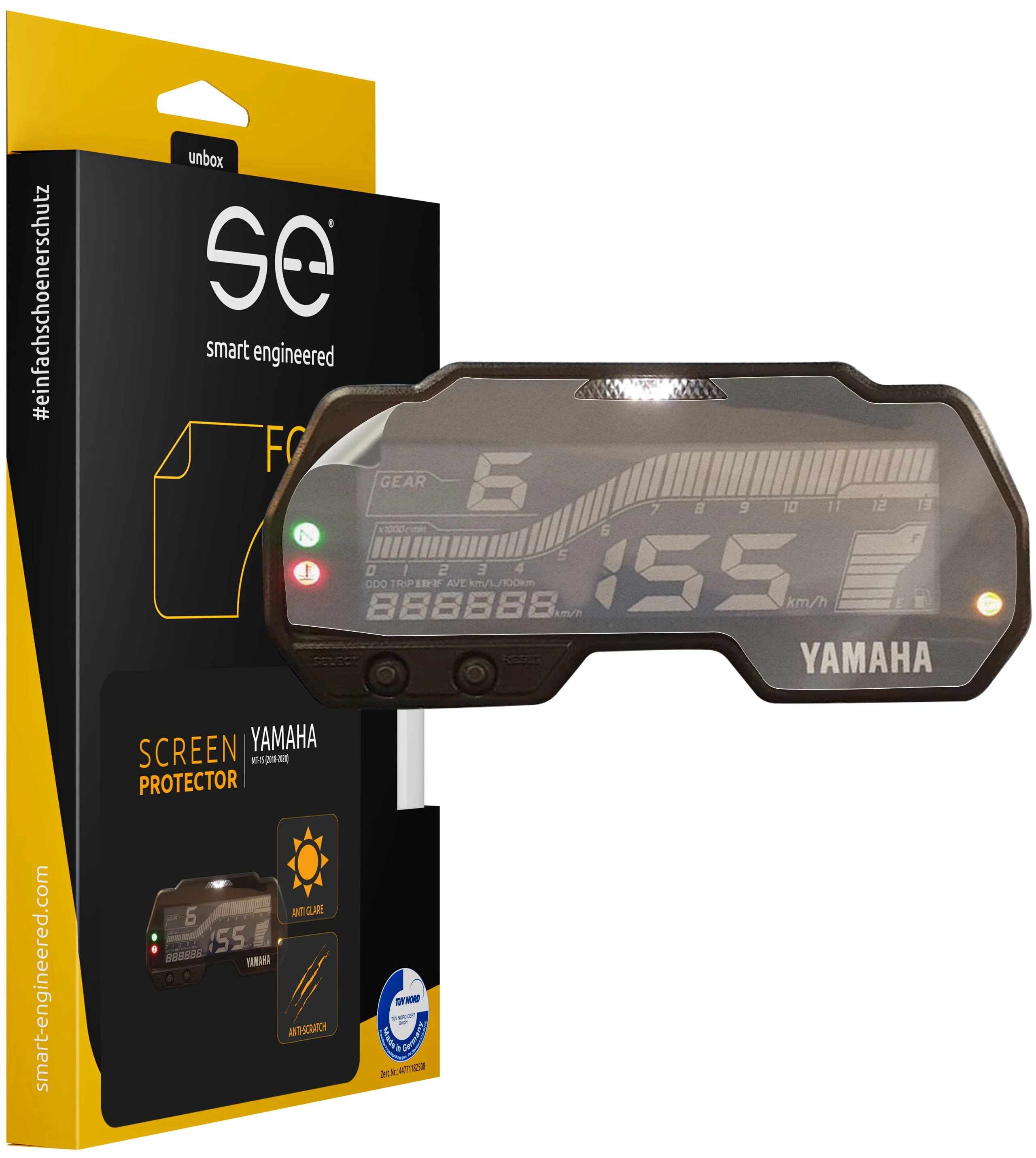 Smart.engineered SE-DCP-2-0102-0075-1-M Displeja aizsargplēve motocikla
