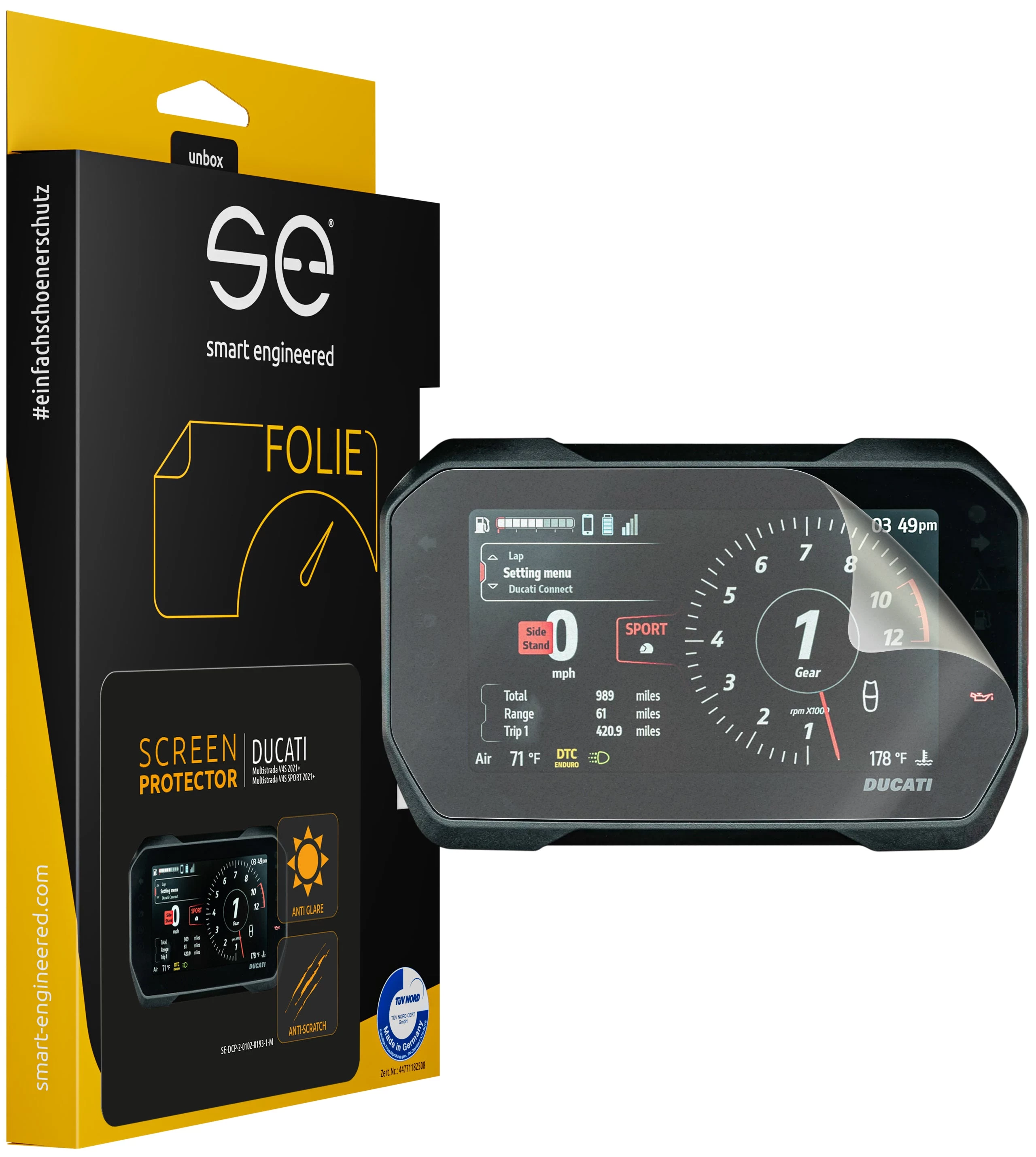 Smart.engineered SE-DCP-2-0102-0193-1-M Aizsargplēve motocikla displejam