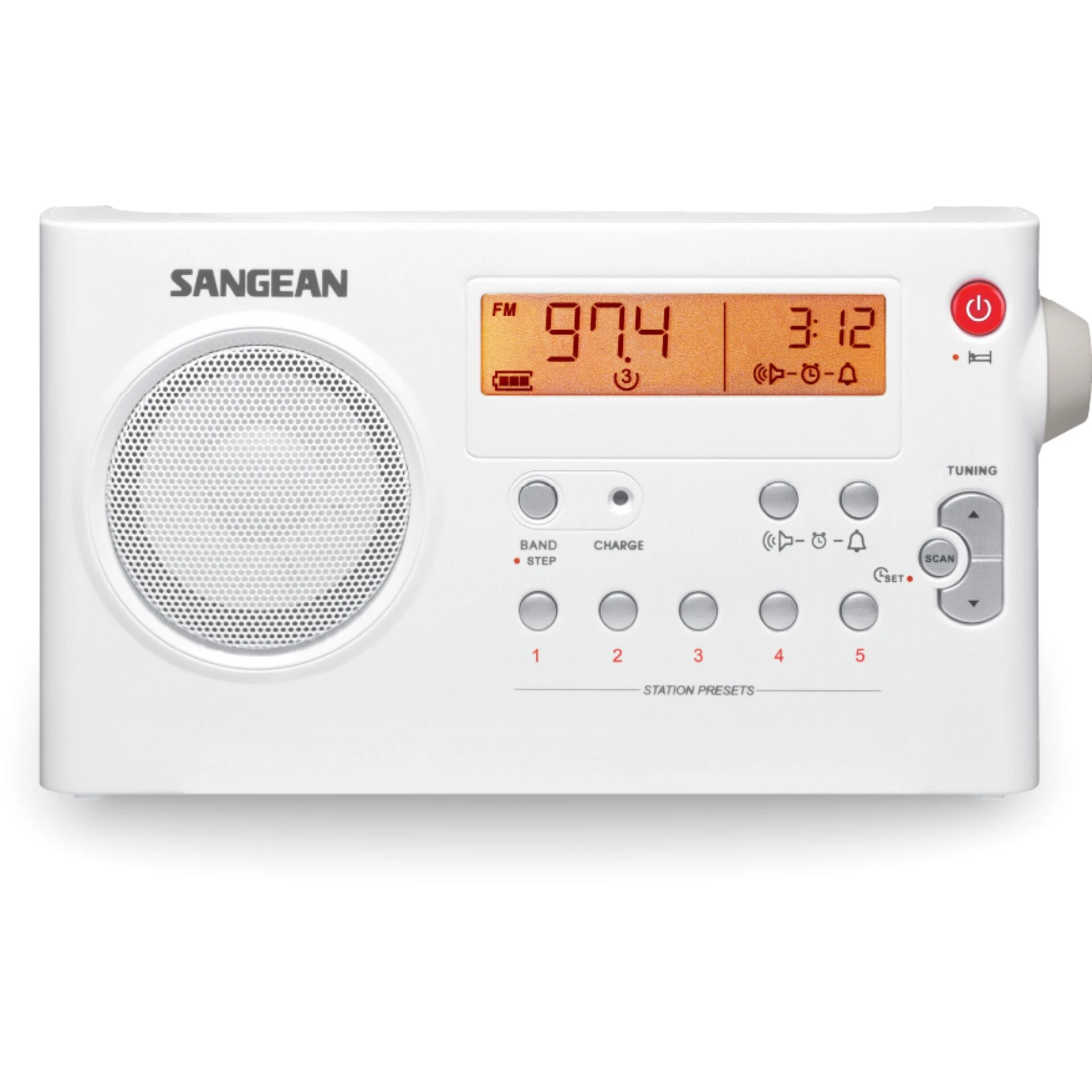 Sangean PR-D7 White Portable AM/FM Stereo