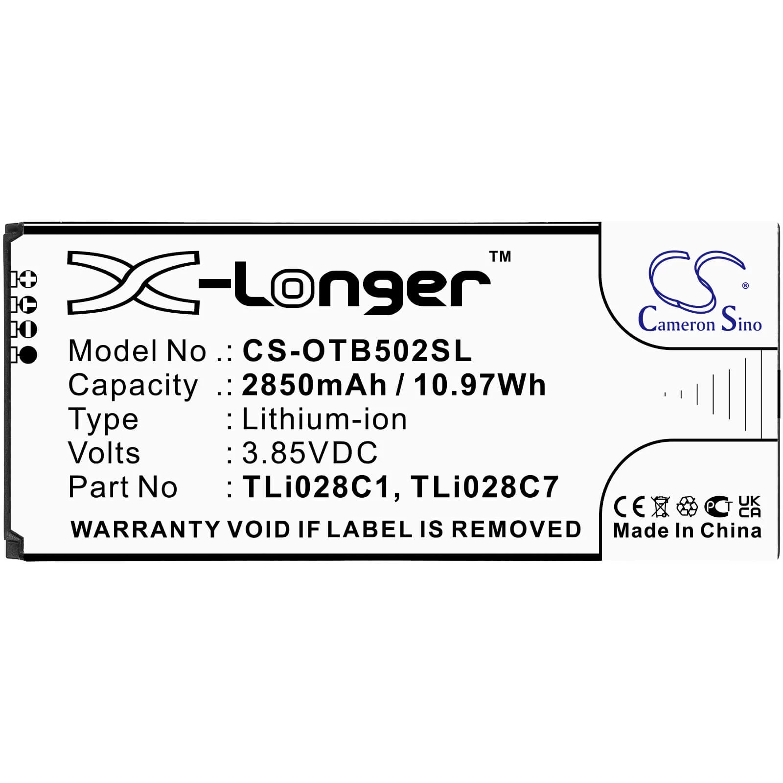 Cameron Sino Replacement Battery TLi028C1 TLi028C7