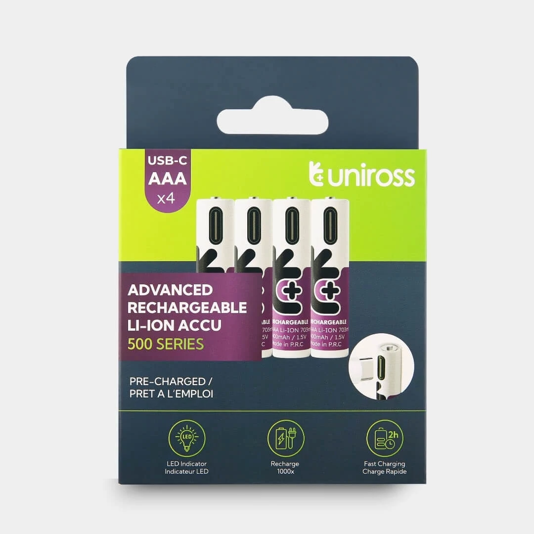 UNIROSS atkārtoti lādējamu akumulatoru komplekts, 4