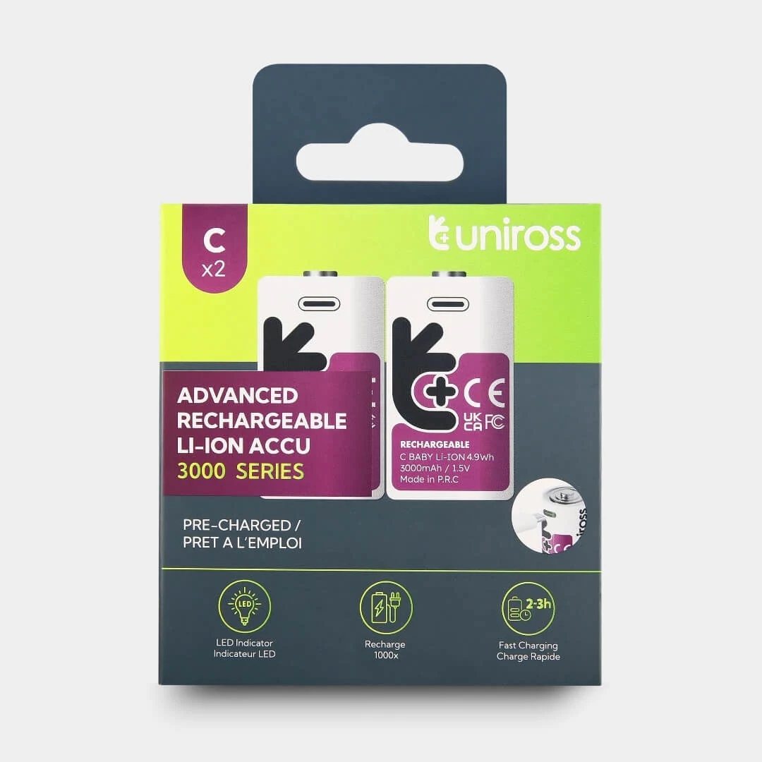 Uniross USB-C C/HR14 uzlādējamās litija-jonu baterijas