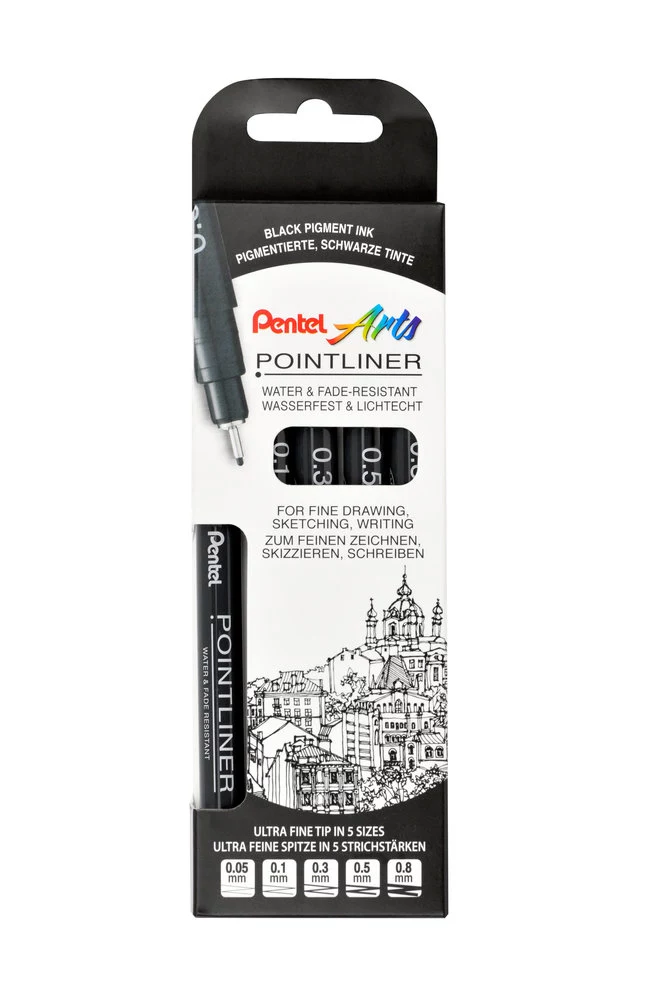 Pentel Pointliner Fineliner Set Black 4