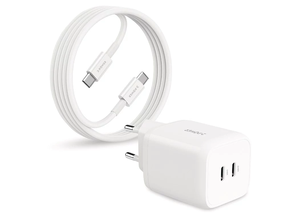 2-POWER 65W GaN USB-C lādētājs +