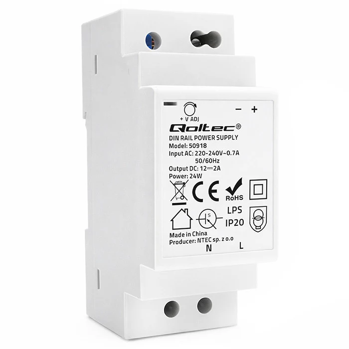 Qoltec DIN Rail Power Supply 24W