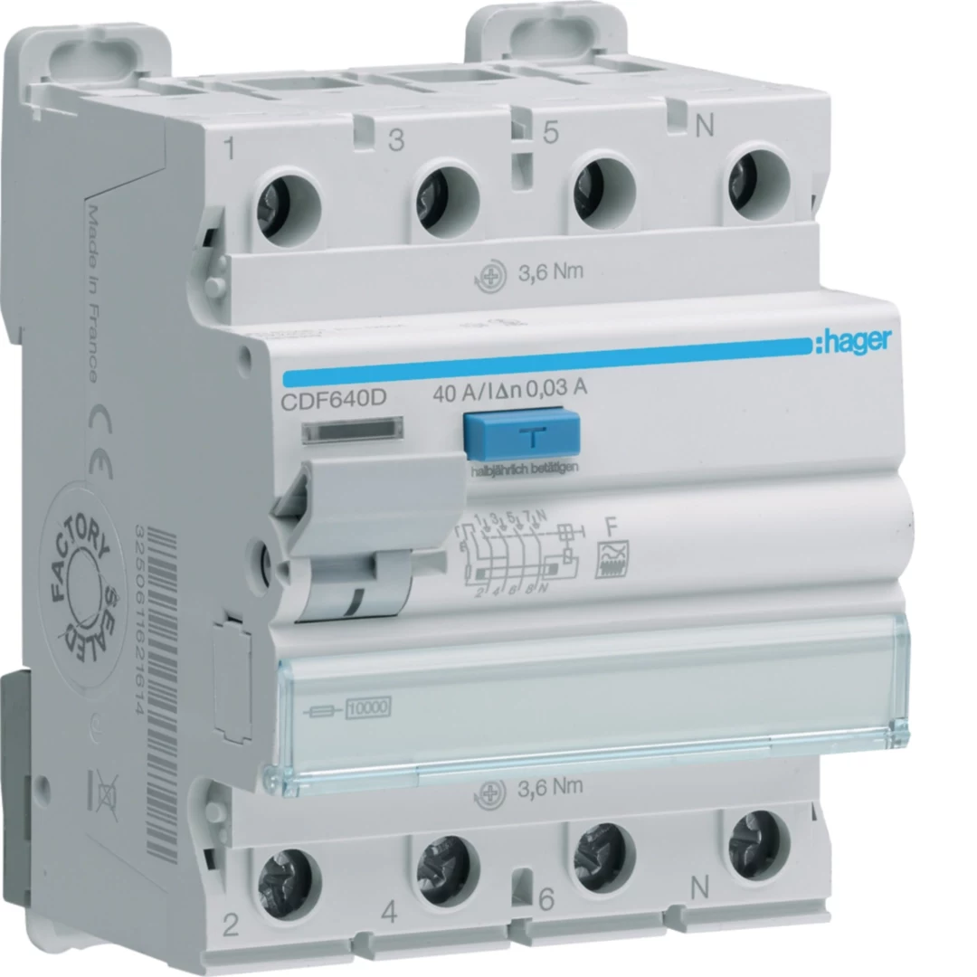 Hager CDF640D 4 polu diferenciālais automātiskais