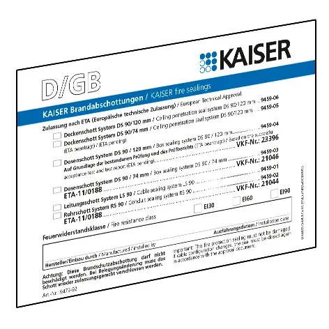 Kaiser Elektro Schott Identification Label Set