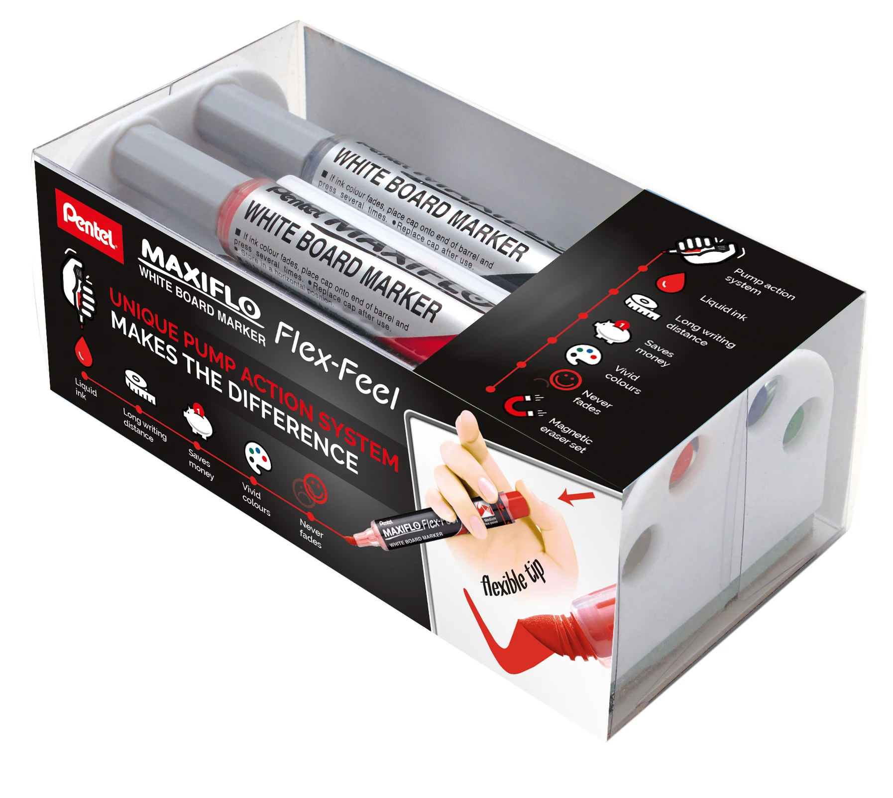 Pentel Maxiflo Flex-Feel Whiteboard Marker Set