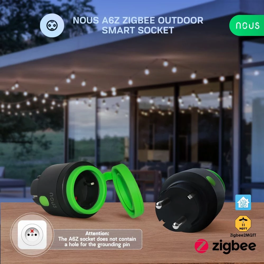 NOUS A6Z Āra viedā kontaktligzda Zigbee