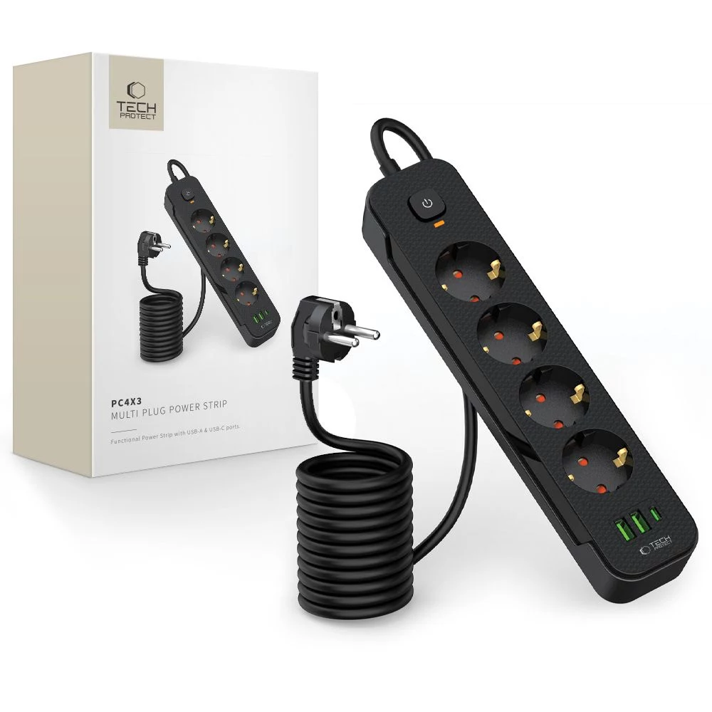TECH-PROTECT PCL4X3 Pagarinātājs ar 2 USB