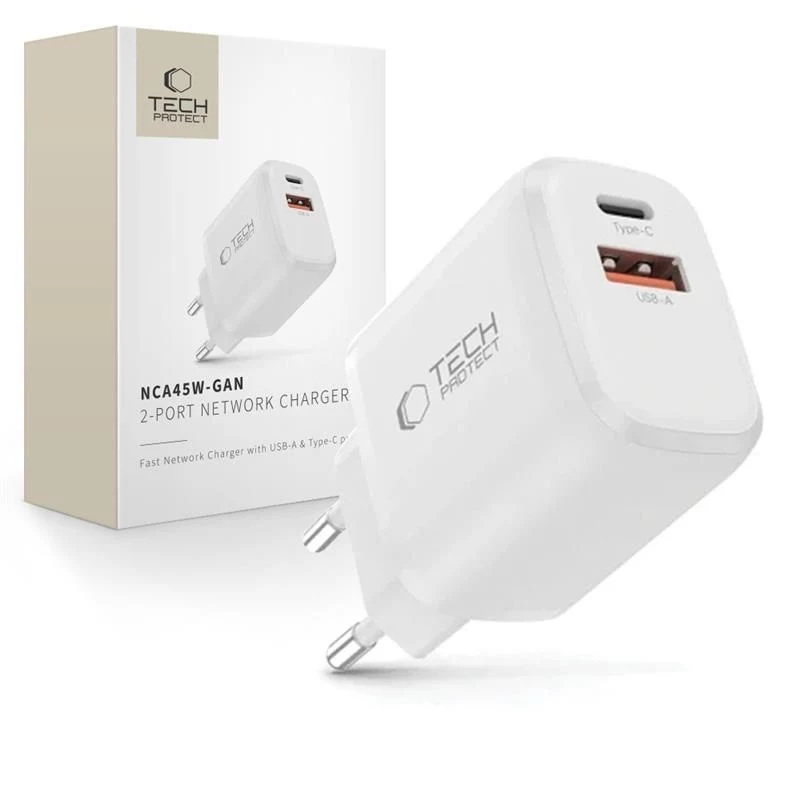 TECH-PROTECT NCA45W-GAN 2-Port Network Charger PD