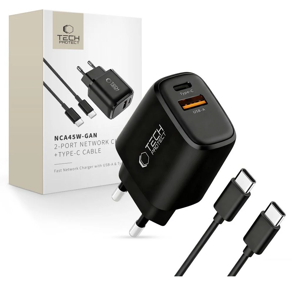 TECH-PROTECT NCA45W-GAN 2-Port Network Charger PD