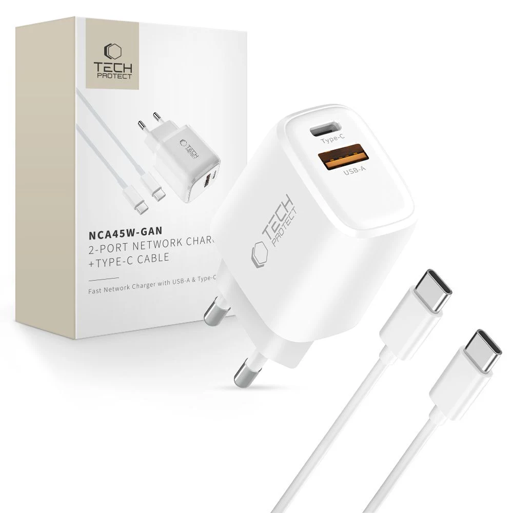 TECH-PROTECT NCA45W-GAN 2-Port Network Charger PD
