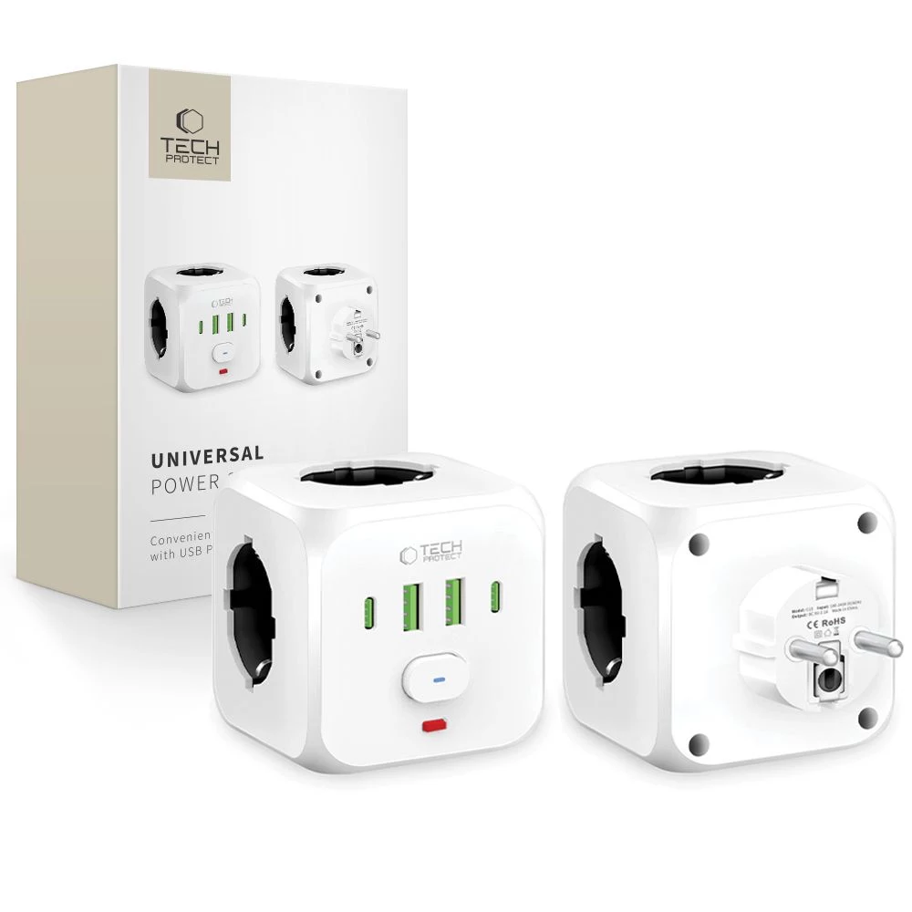 TECH-PROTECT PCL3X4 Pagarinātājs 3 Schuko Kontaktligzdas