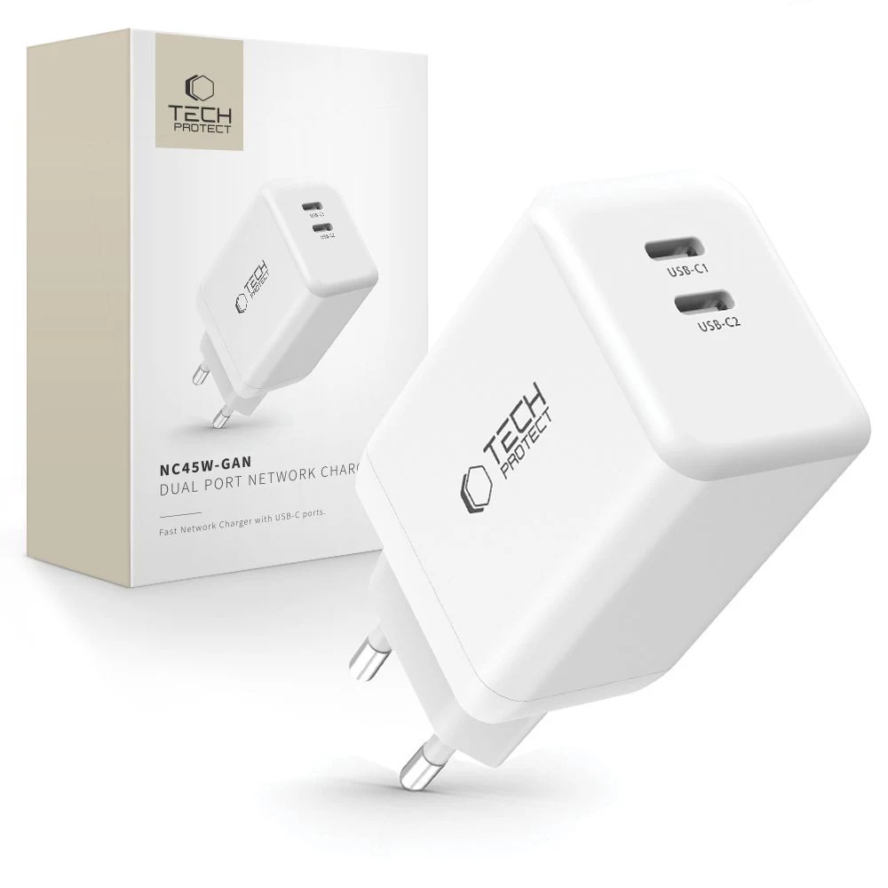 TECH-PROTECT NC45W-GAN 2-Port Network Charger PD