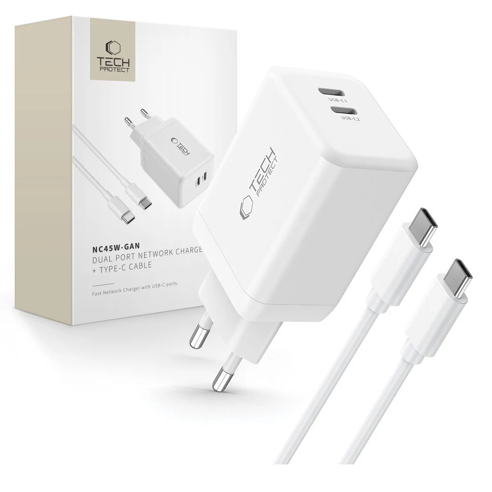 TECH-PROTECT NC45W-GAN 2-Port Network Charger PD