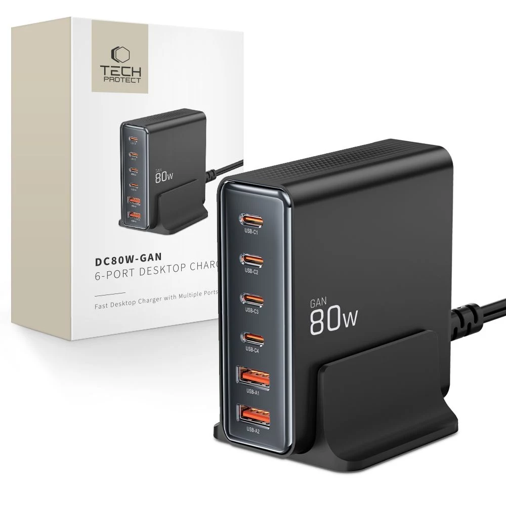 Tech-Protect DC80W-GAN 6-PORT GaN 80W USB-C