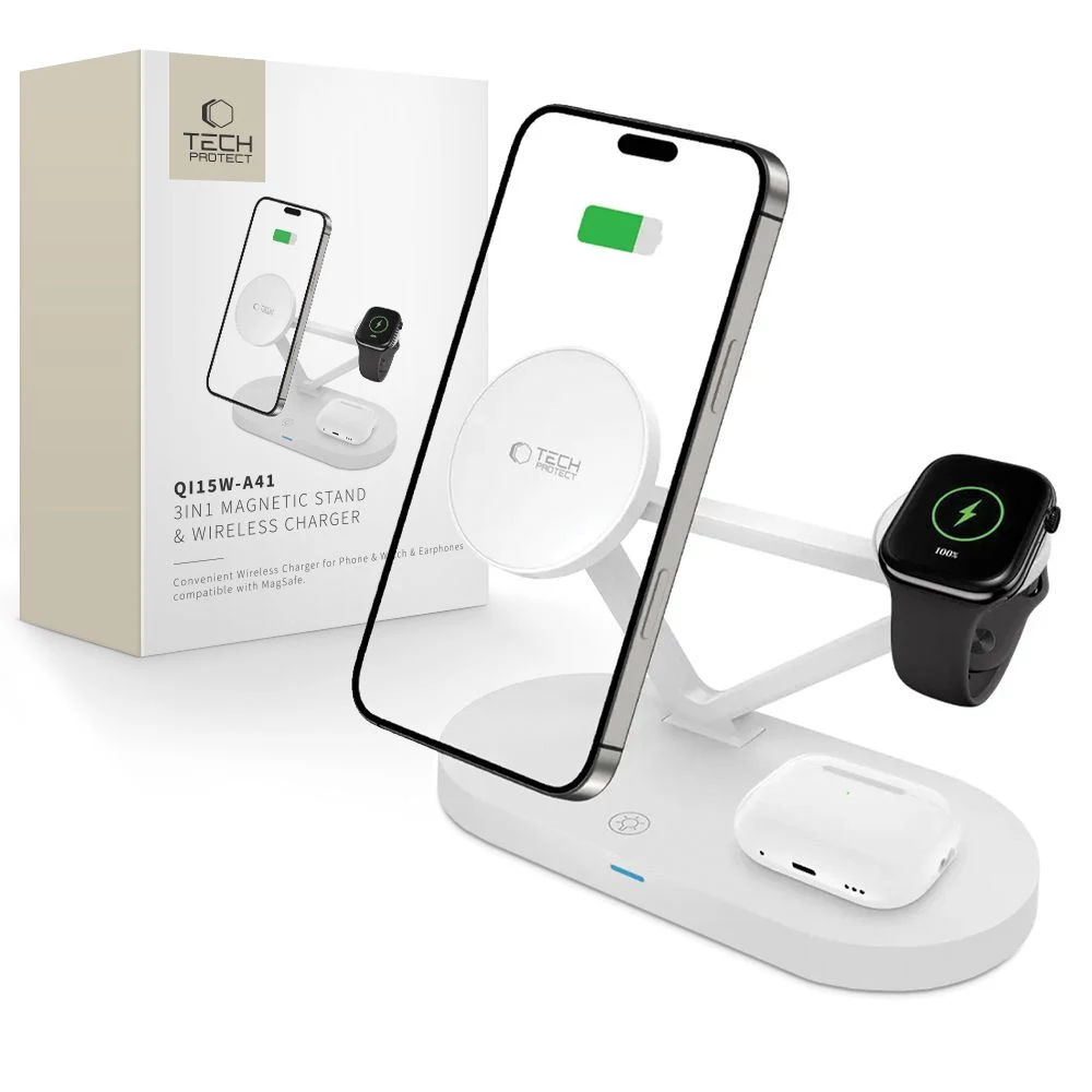 Tech-Protect QI15W-A41 3IN1 MagSafe bezvadu lādētājs