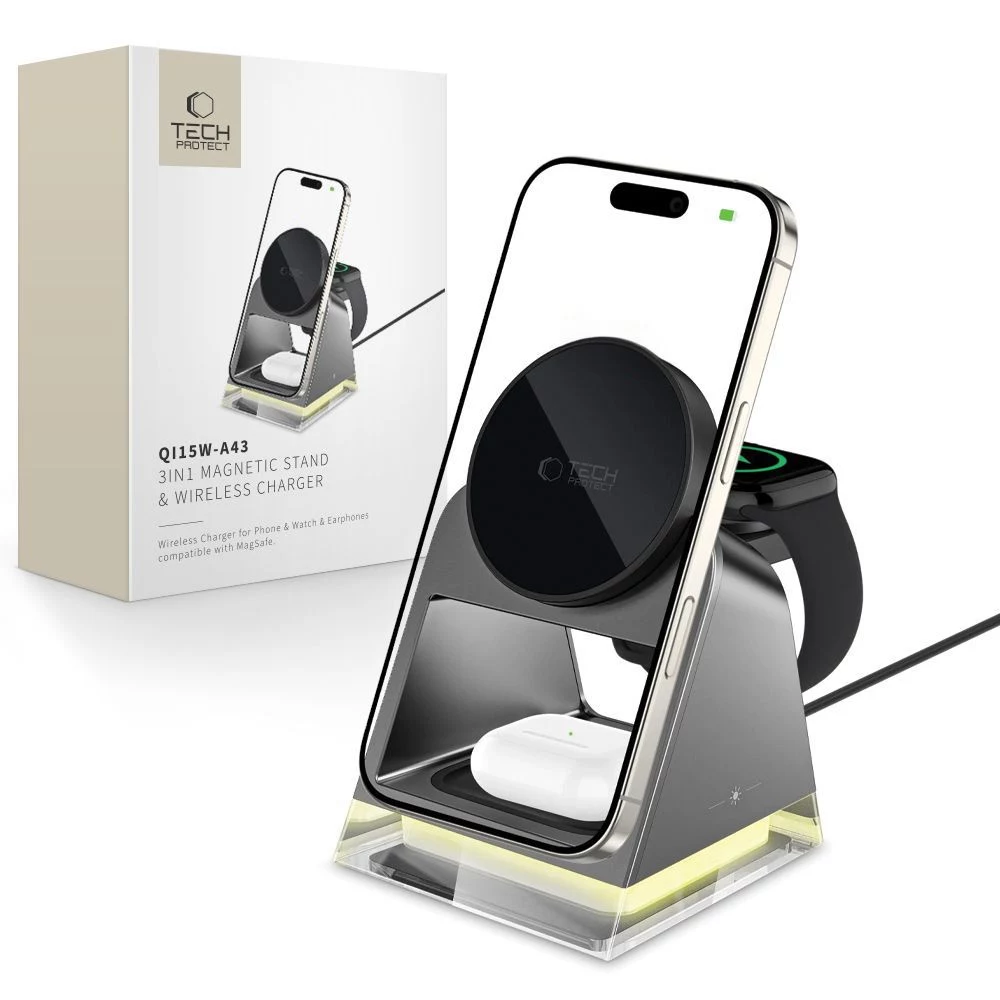 Tech-Protect QI15W-A43 3IN1 MagSafe bezvadu uzlādes
