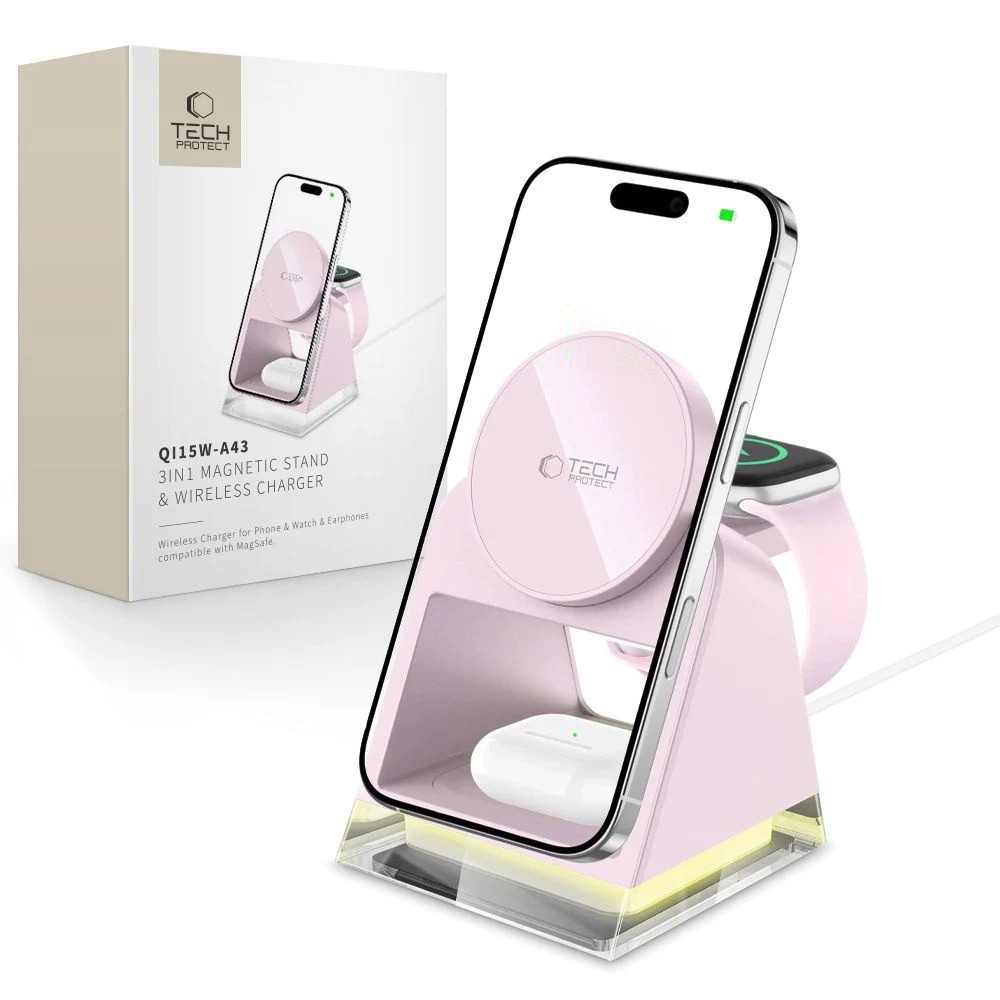 Tech-Protect QI15W-A43 3IN1 MagSafe bezvadu lādētājs