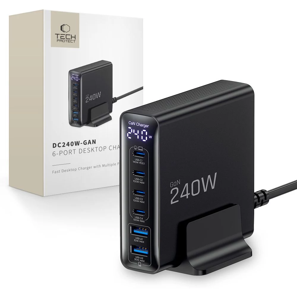 TECH-PROTECT DC240W-GAN 6-Port Desktop Charger PD