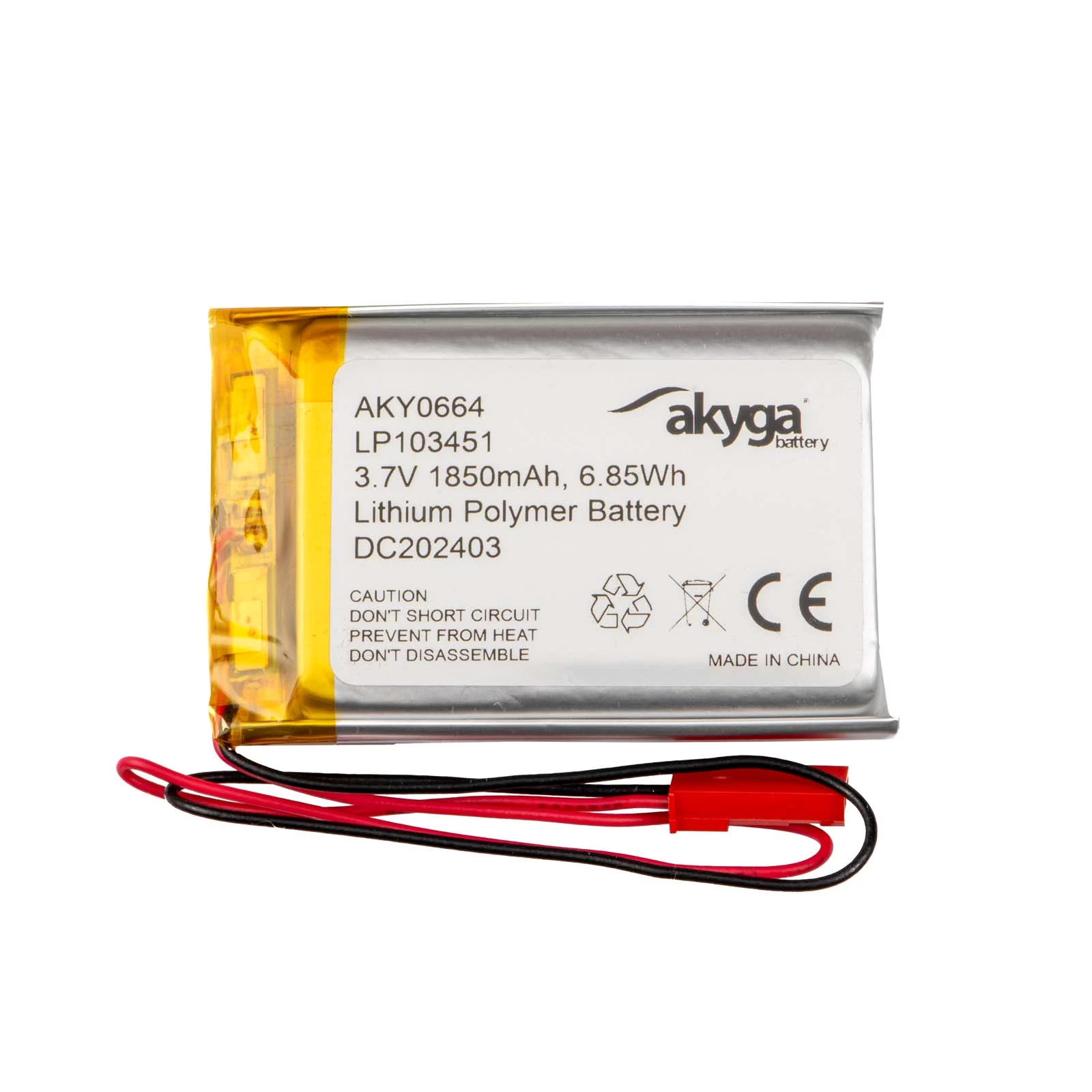 Akyga AKY0664 LP103451 Li-Po 3.7V