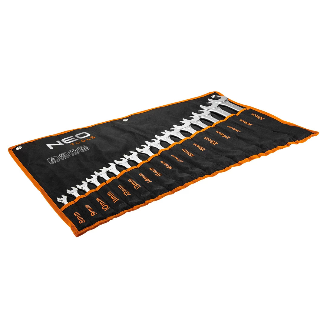 NEO TOOLS Gredzenatslēgu komplekts 8–32 mm