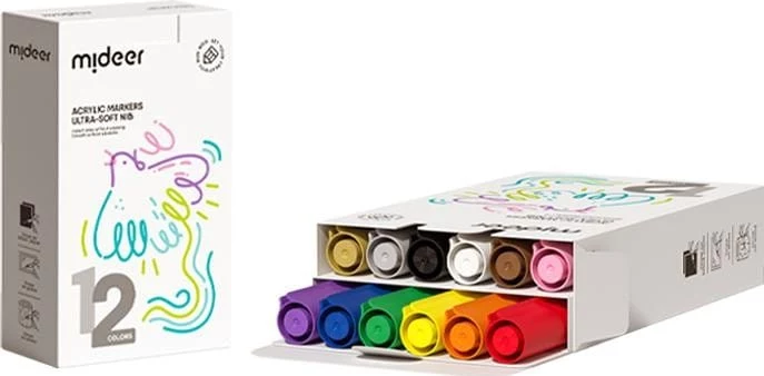 Mideer Acrylic Markers 12 gabalu komplekts