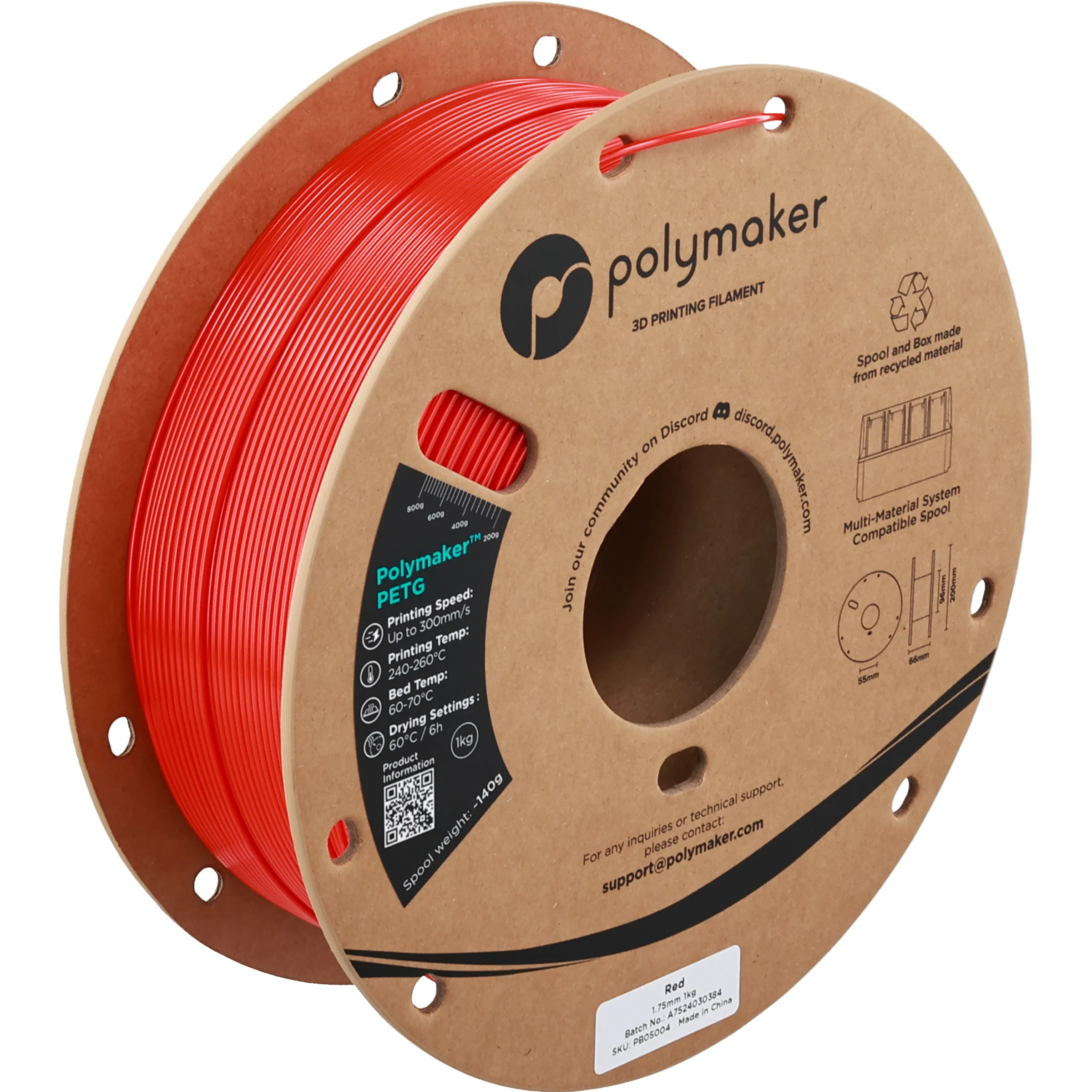 POLYMAKER PETG 1.75mm Red 1kg