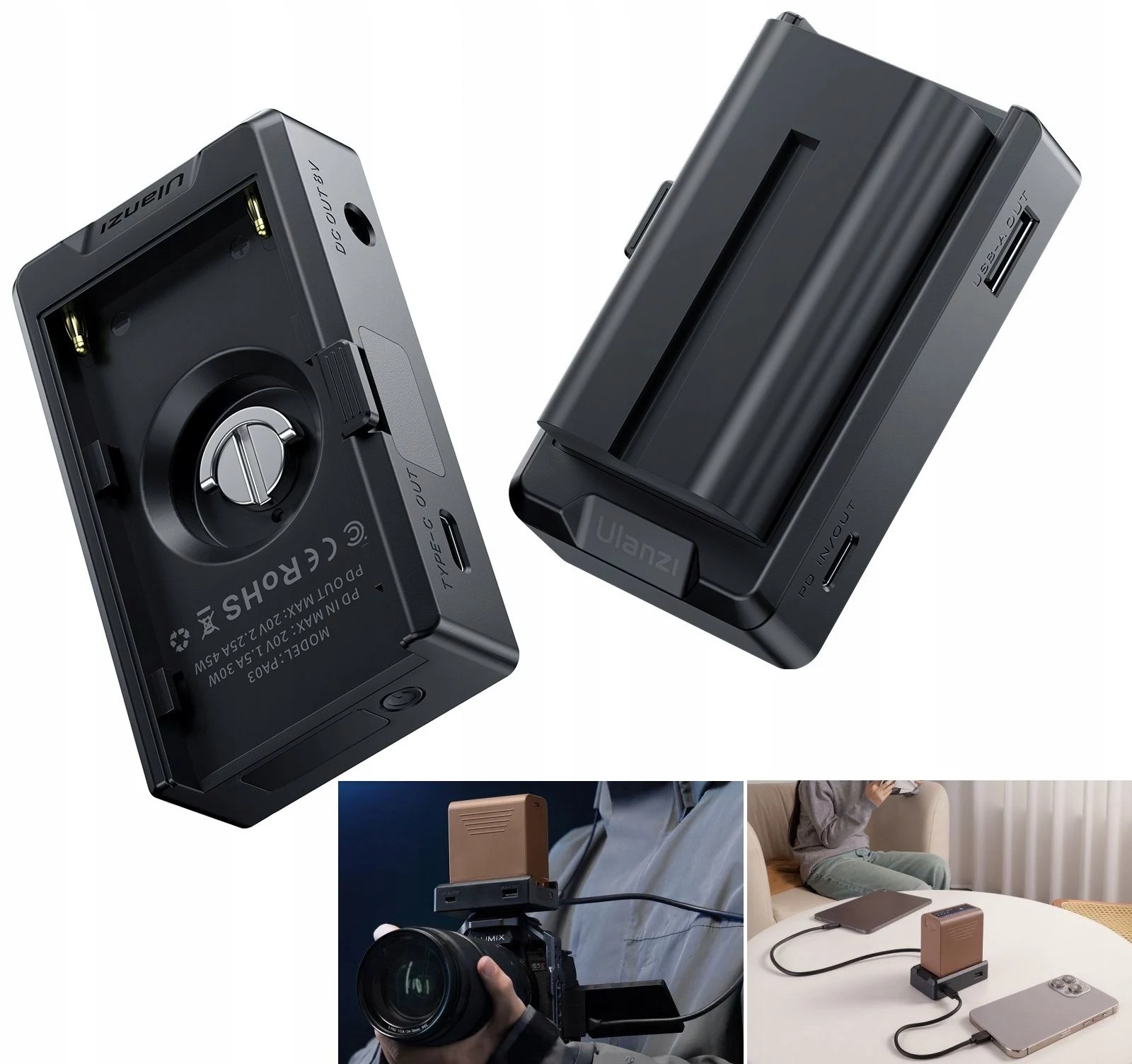 ULANZI PA03 USB-C PD barošanas plate
