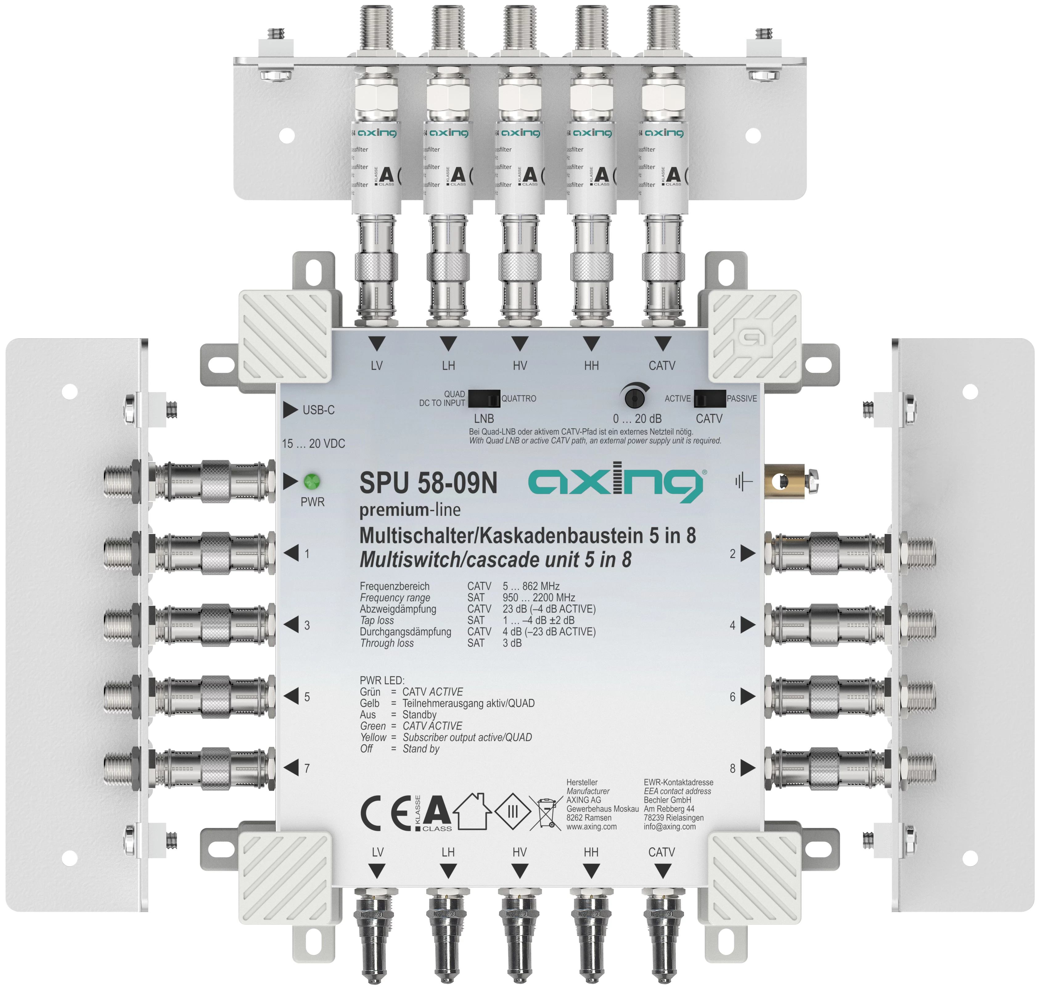 AXING SPU05809N Active Multiswitch 5-in-8, 4