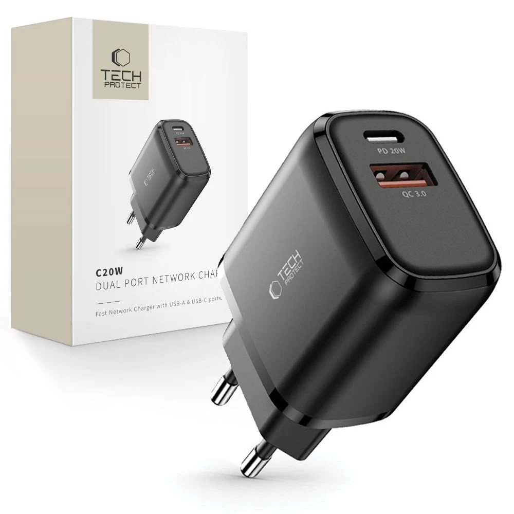 TECH-PROTECT C20W 2-Port Network Charger PD20W/QC3