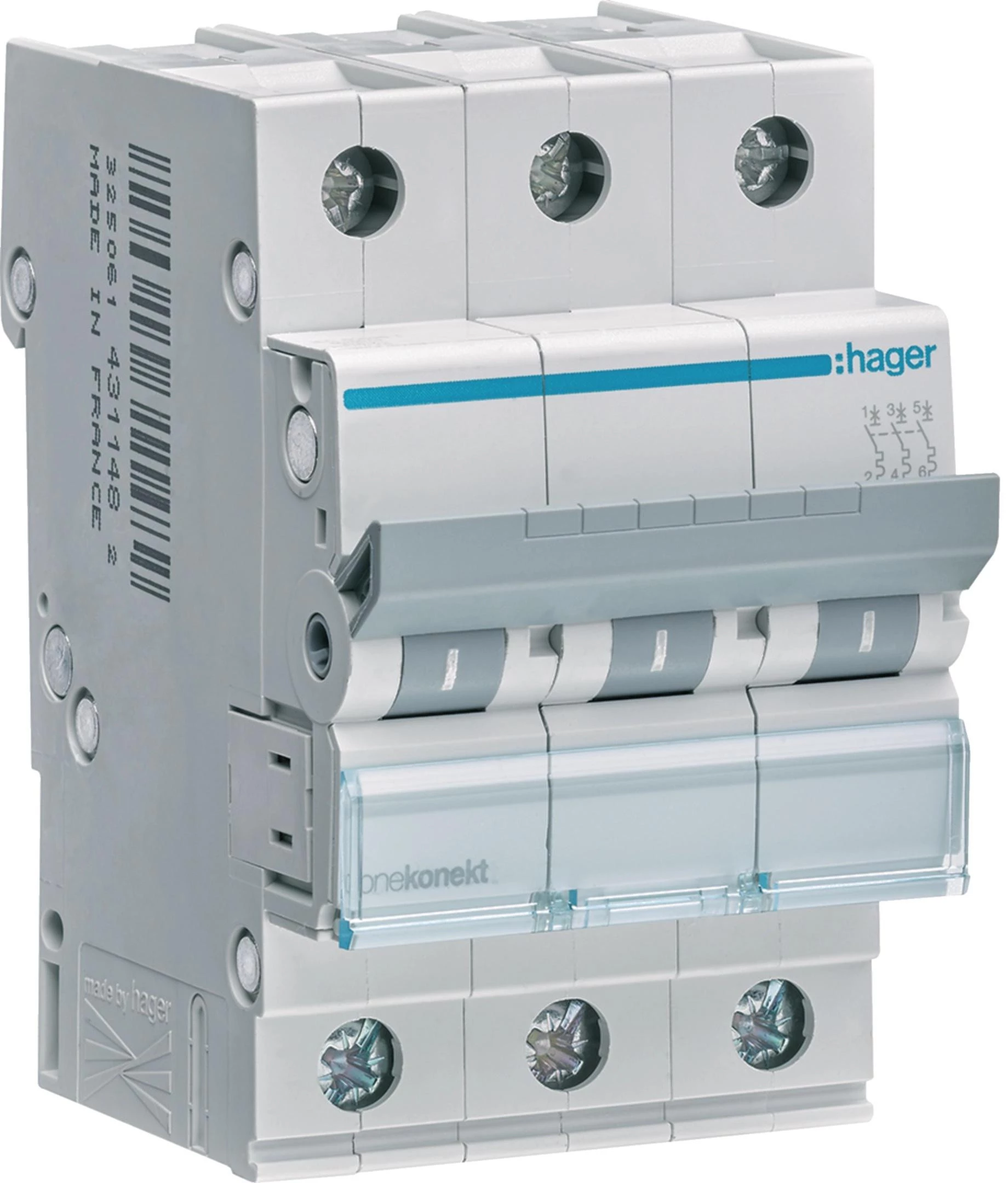 Hager MBN316E MCB 3-Pole 16A Curve