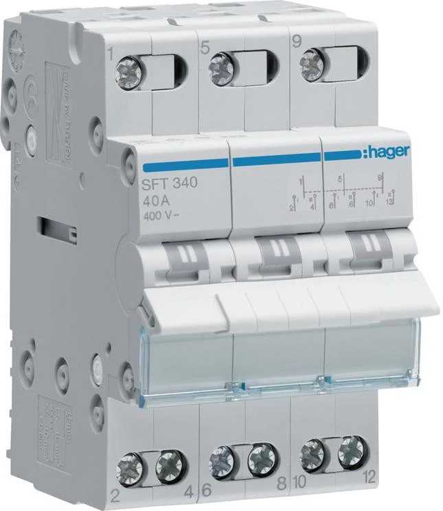 Hager SFT340 Modulārais pārslēdzējs I-0-II 3P