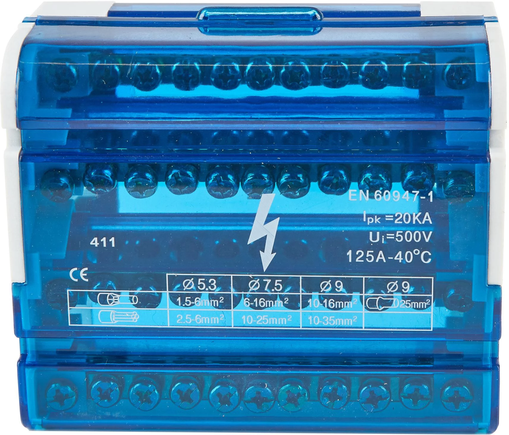VCX BLK 411 4-Pole 11-Terminal Distribution