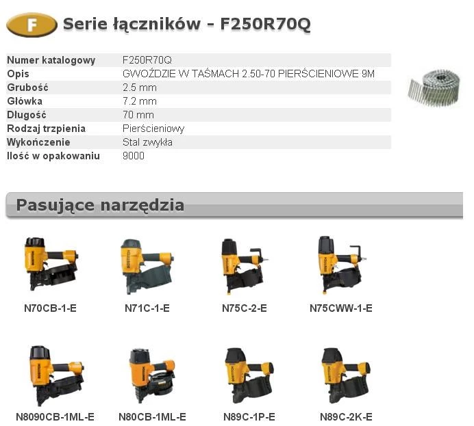 Bostitch F250R70Q 2.50mm x 70mm