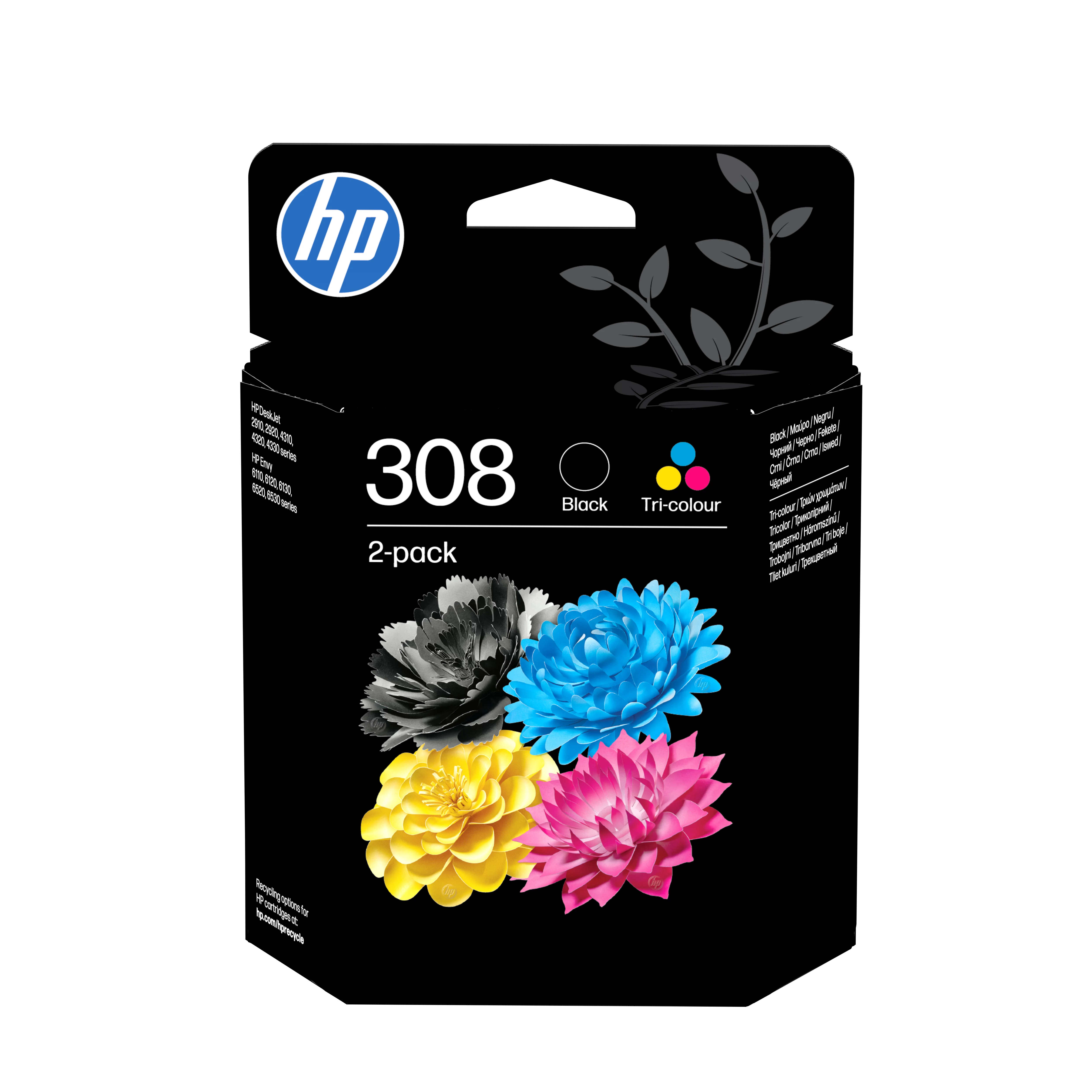 HP 308 melna/trijkrāsu oriģinālā tintes kasetne