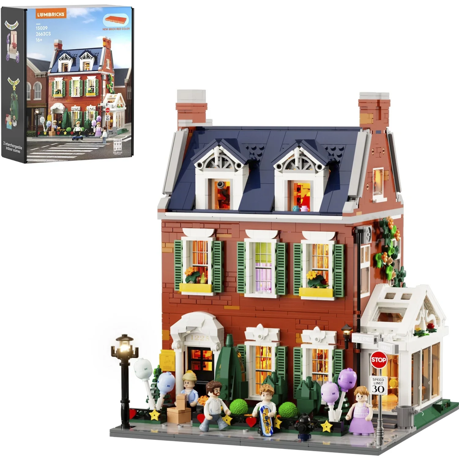 Lumibricks Redbrick Row House LED konstruktors