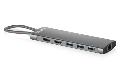 DIGITUS USB-C dokstacija, 11 porti, trīs