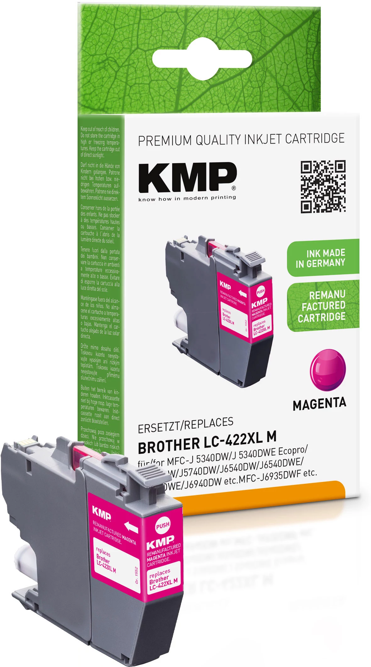 KMP pārstrādāta magenta tintes kasetne Brother