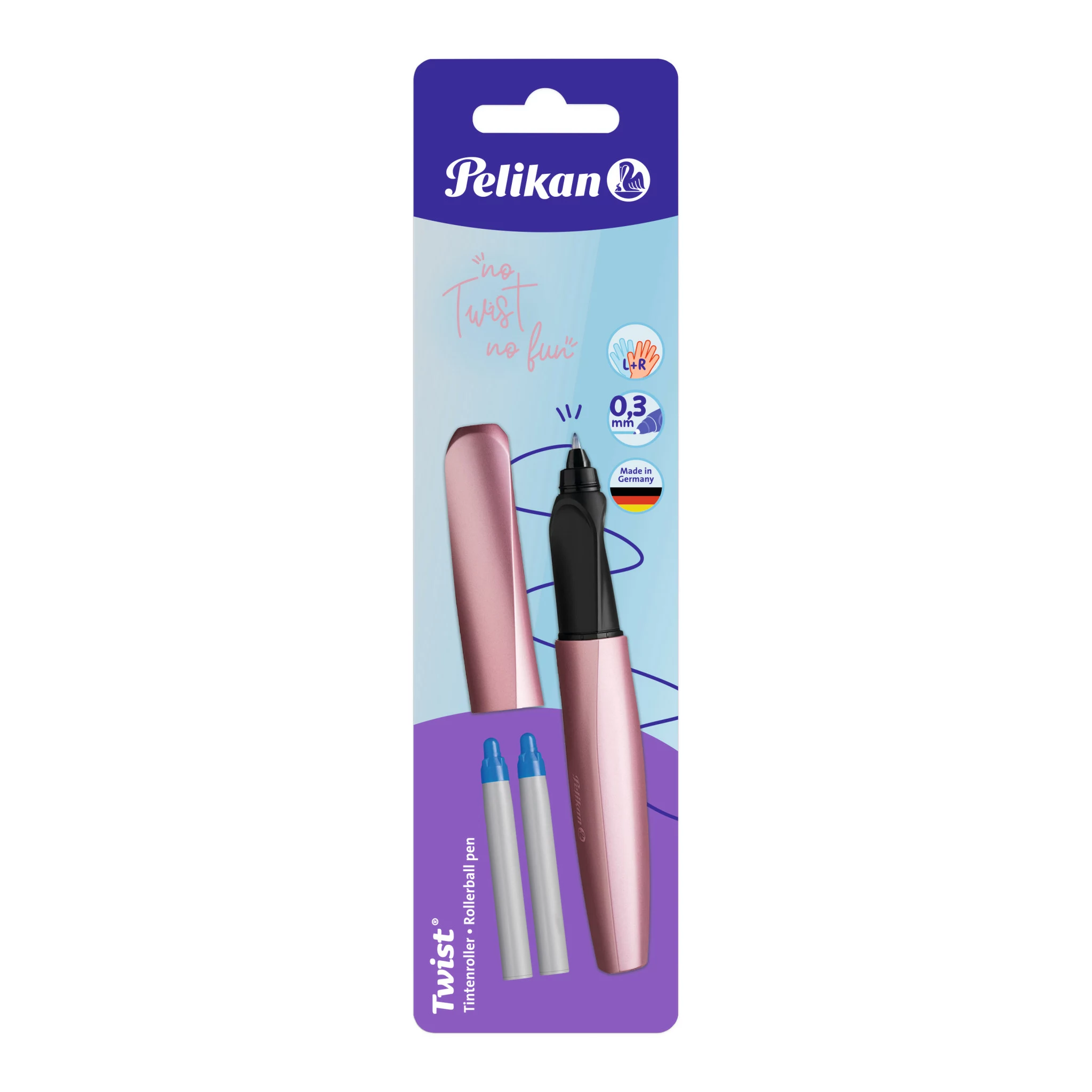 Pelikan Twist pildspalva rozā zilā krāsā