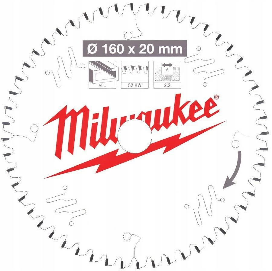 Milwaukee ripzāģa disks 160x20x2.2x52z TF
