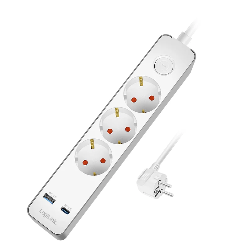 LogiLink LPS287U pagarinātājs ar 3 drošības