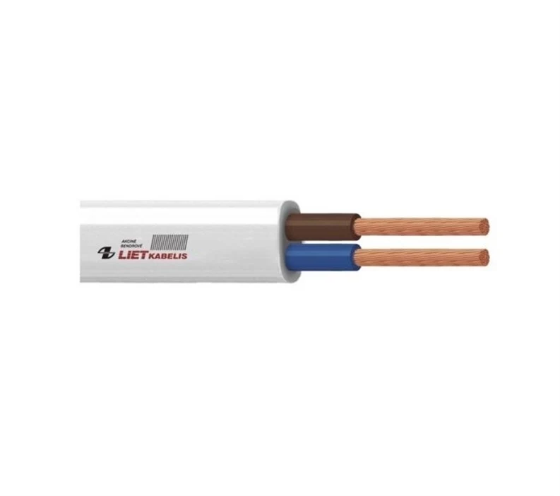 H05VVH2-F 2x1 mm² balts plakanais PVC