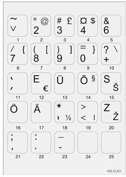 Minipicto tastatūras uzlīmes, pelēka/melna (KB-EU-01GRY)