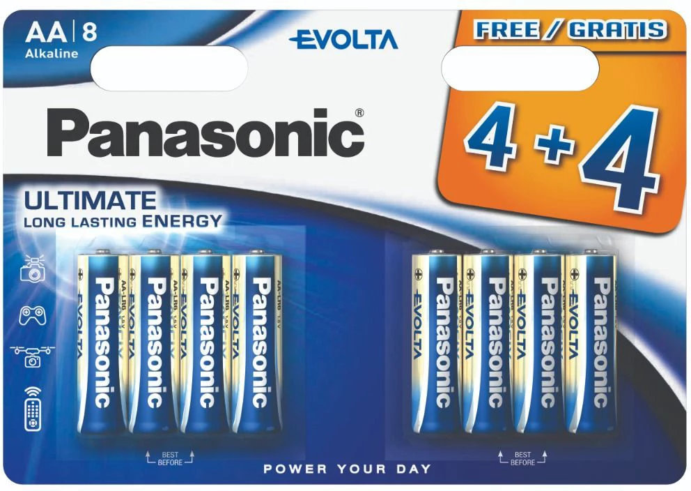Panasonic Evolta LR6 baterijas, 4+4 gab