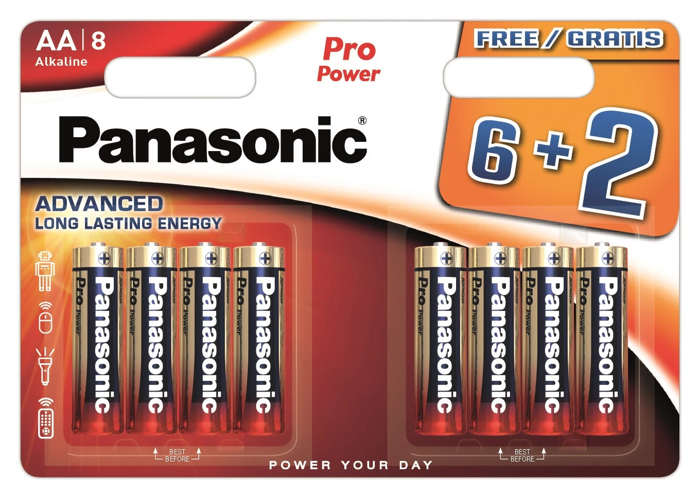 Panasonic Pro Power LR6 baterijas, 6+2