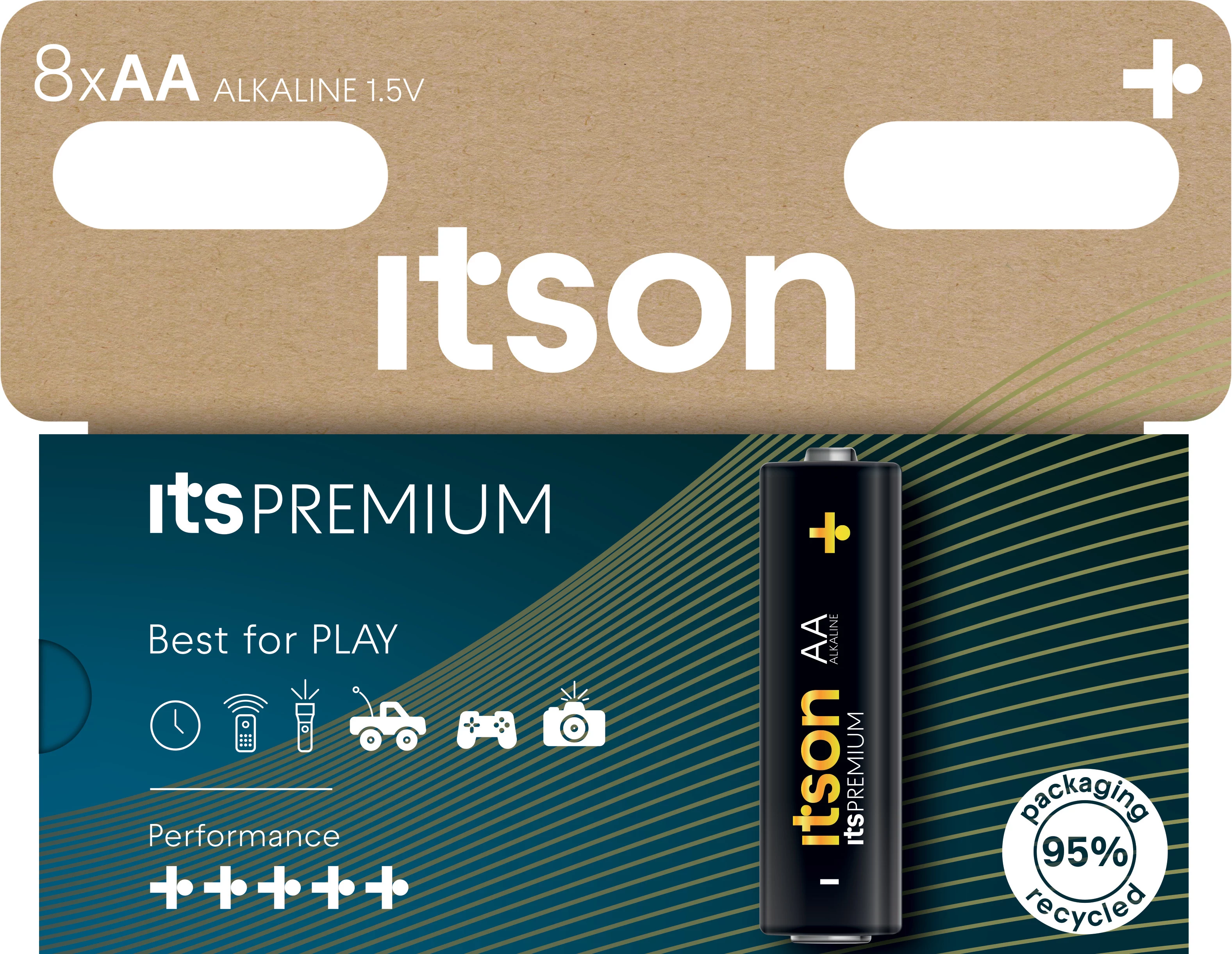 ITSON LR6IPR/8HH sārma AA baterijas, 8