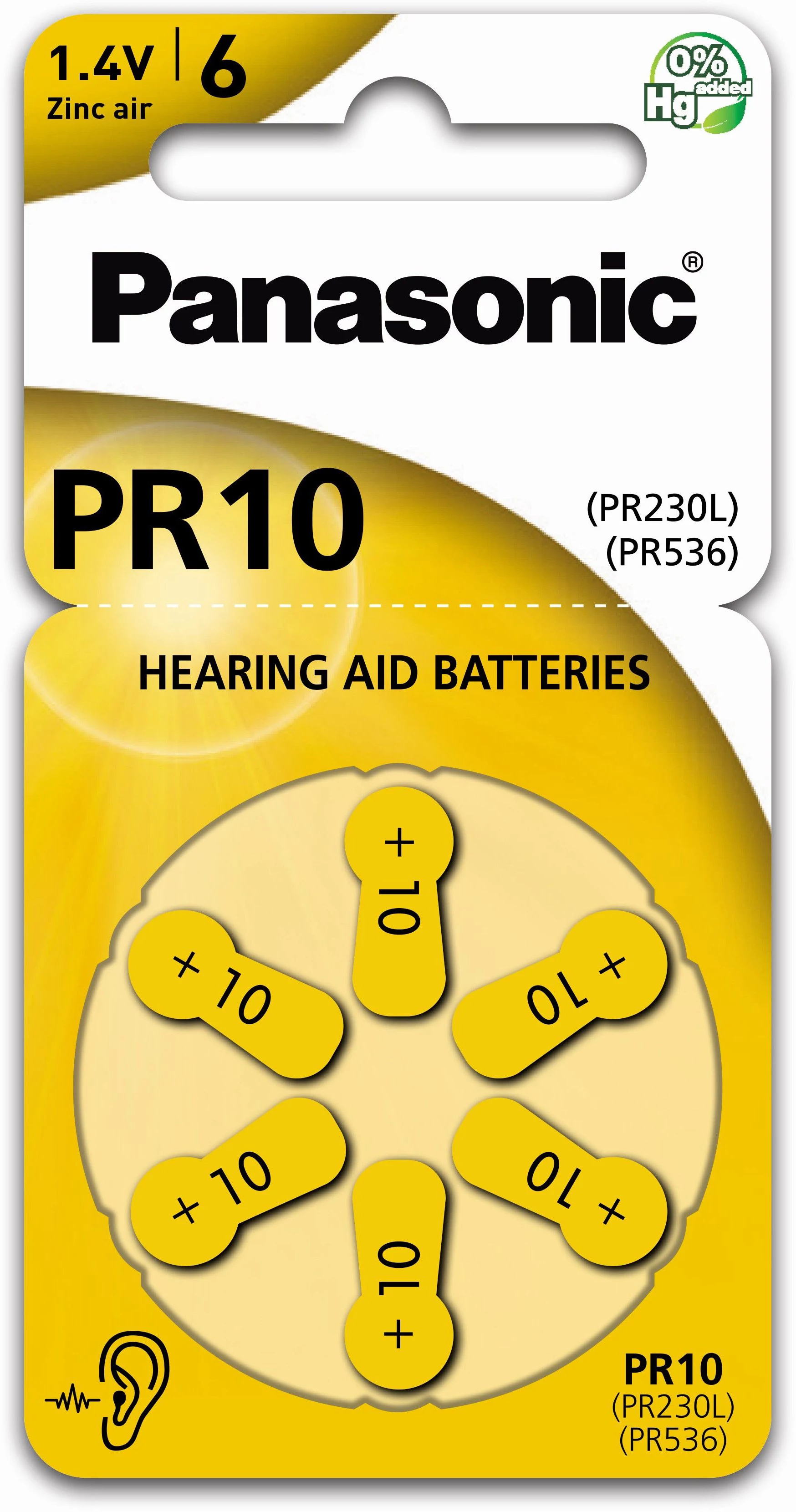 Panasonic Batteries PR-230(10)/6LB Cinka-gaisa dzirdes aparātu